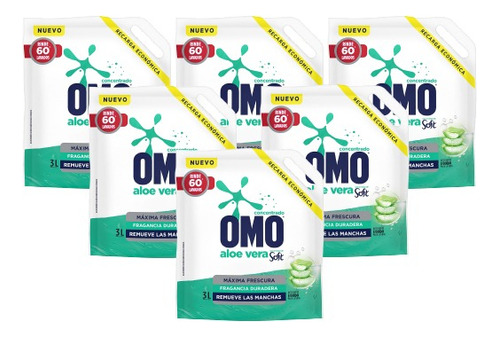 Omo Detergente Liquido Matic Doypack Con Soft 6 X 3 L