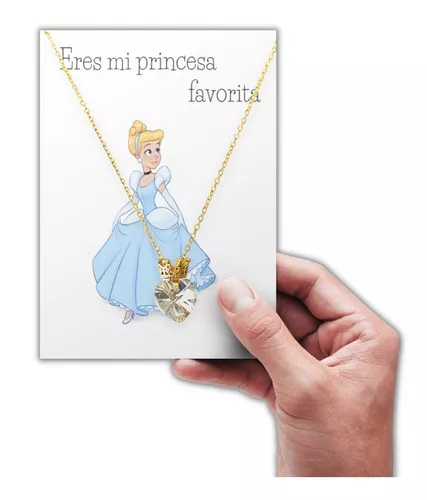 Collar Con Frase De Princesa Cenicienta Corazón De Cristal