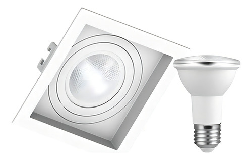 Kit 17 Spot Embutir Par20 Recuado Quadrado + Lampada Led 7w Cor Branco 110v/220v
