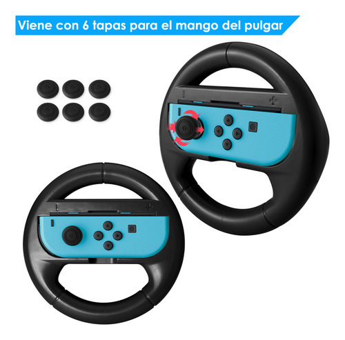 Volante para Nintendo Switch OLED Joy-Con Controller 2 Steering Wheel + 6 Tapas Compatible con OLED Modelo Racing Juegos Armazones Controles Accesorio Universales Diseño Ergonómico