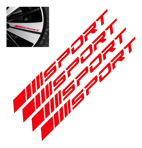 Calcomania Stikers Para Rin Sport Tiras Universal 4 Pza Rojo