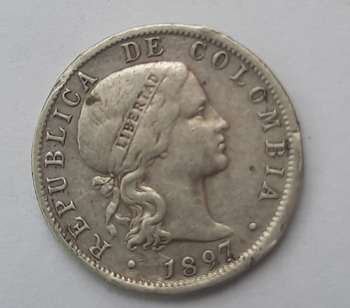10 Centavos 1897 Bogotá Plata Ley 0.666
