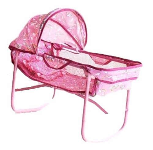 Cuna Mecedora Infantil para Muñeca Reborn Milano Color Rosa