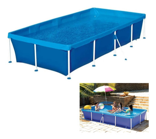 Piscina Retangular C/ Armacao 3000 Litros Estruturada Mor Cor Azul