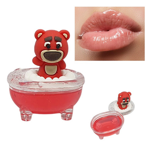 Lip Gloss Brillo Labial Rojo Osito Bañandose Maquilla Kawaii