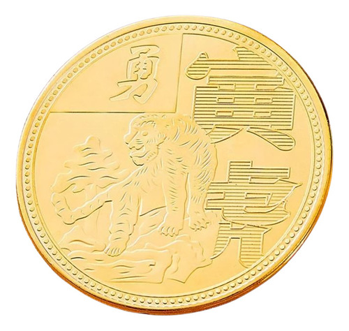 Moneda Horoscopo Chino Tigre Acuario Dorada + Estuche