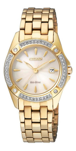 Tew2352-59p Reloj Citizen Eco Drive Dorado Color del fondo Blanco