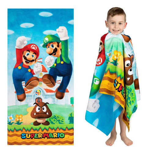 Toalla De Natación De Microfibra Mario & Luigi, Grande, 75 ×
