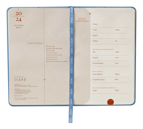 Agenda 2024 Mini Diseño Lujo Original, Curpiel Color