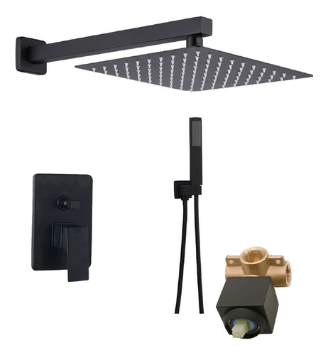 Set Kit Completo Lujo Para Baño Regadera Negra 12 Telefono