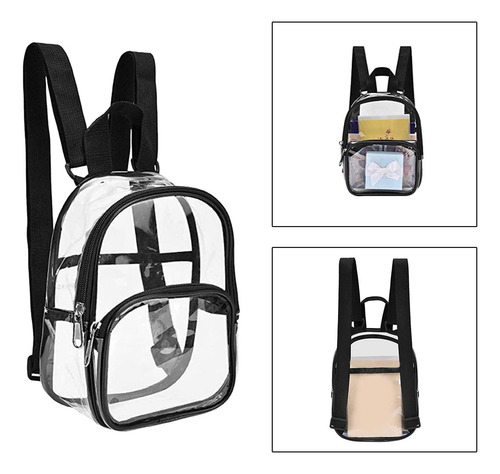 Mochila Transparente Con Bolsillo Frontal Transparente Para