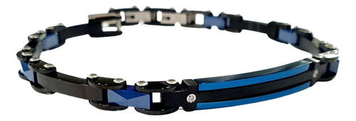 Bracelete Rosso Aço Placa Fosca Black/azul Metálica Zircônia