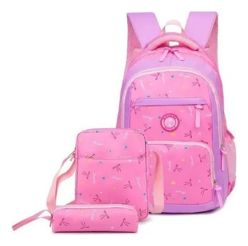 Mochila Rosa De 3 Piezas Para Niñas De 7 A 10 Años127 C