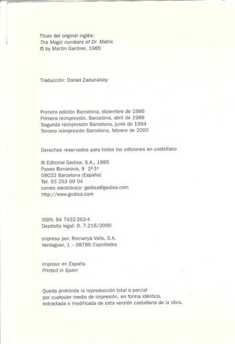 Los Mágicos Números Del Doctor Matrix