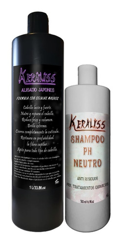 Alisado Japones 1 Litro + Shampoo Ph Neutro 500 Keraliss