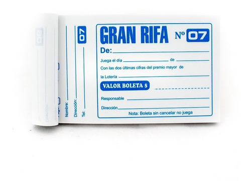 Talonario Para Rifas Bond Pequena X 100 X2 Und Fabrifolder