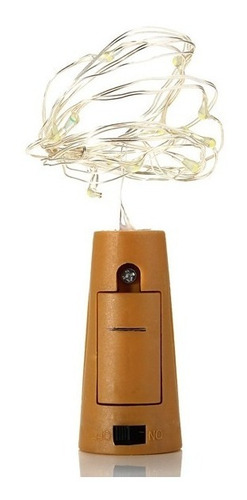 Tapon Led Para Botella Vino + Pila - Luz Alambre Calida