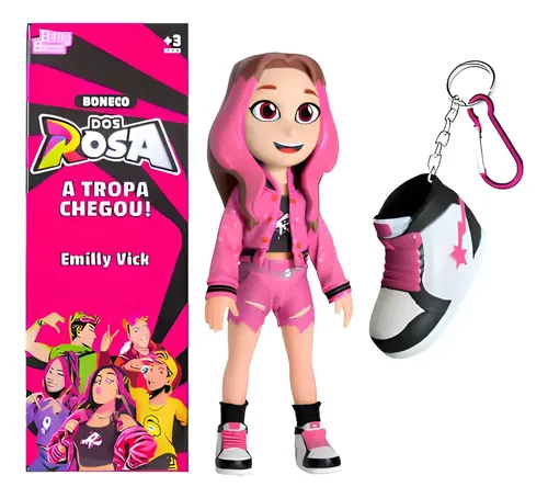 Boneca Emily Vick Dos Rosa Youtuber Infantil Articulada 25cm
