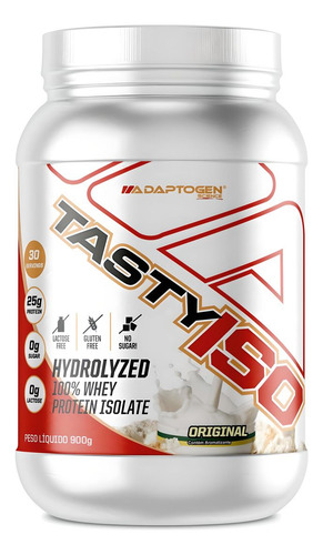 Suplemento em pó Tasty Iso Adaptogen Science Whey Protein Isolado Hidrolisado Pote 900g Sabor Original.