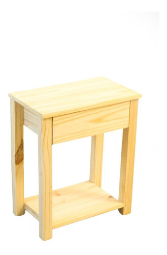 Mesa De Luz Minimalista De Pino Con Cajon 60cm Alto