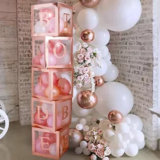 Decoraciones Nupciales De La Ducha Cajas De Globos Oro Rosa-