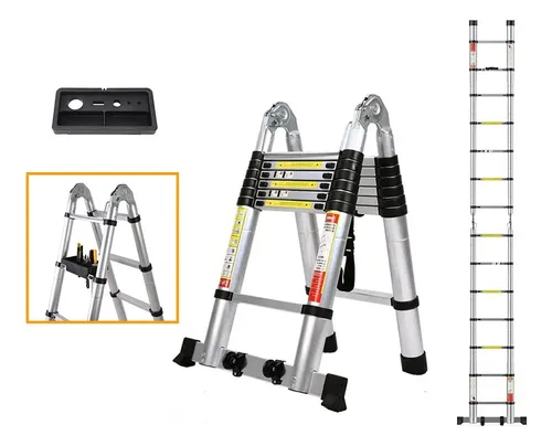 Escalera Telescópica De Acero Inoxidable 4.4m - Plegable, Portátil, Con Patas Antideslizantes, Soporta 150 Kg, Para Hogar Y Exterior