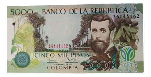 Billete 5000 Pesos Serial Radar 26144162 31/ago/2013 Unc