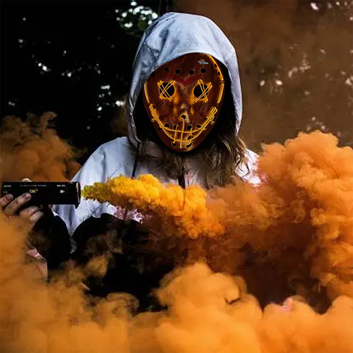 Máscara Con Luz Led Disfraz Para Fiestas Halloween Color Naranja