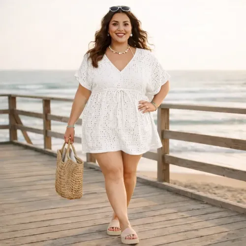 Saída De Praia Plus Size Moda Praia Elegante E Fresca