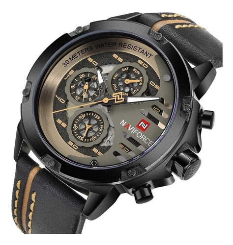 Reloj Hombre Naviforce 9110 Lujo Deportivo Cuero Original