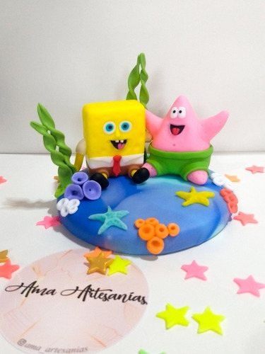 Adorno De Torta Bob Esponja Y Patricio