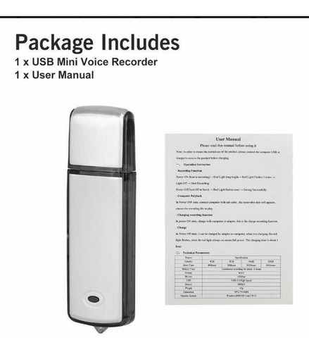 Imagen 4 de 4 de Usb Grabadora Espia Audio Voz 8gb