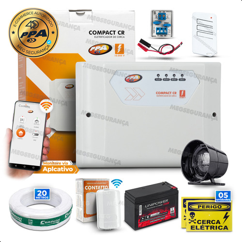 Kit Central Alarme Wifi Gcp Bateria Sirene Placa Advertencia