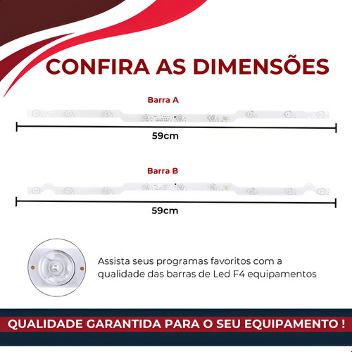 Kit 2 Barras Led Compatível Ph32b51dsgwa Ph32b51dsgw Ver. 3v