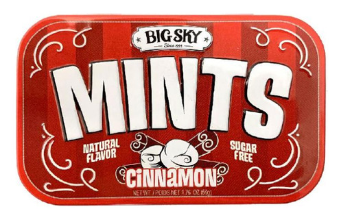 Pastilhas Balas Mints Cinnamon Canela Big Sky Lata 50g