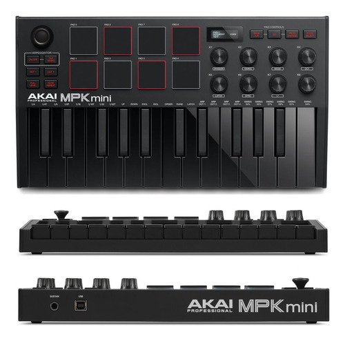 Akai Mpk Mini Mk3 Black Teclado Midi +envio+ Rocker Music