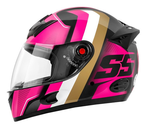 Capacete Moto Fechado Mixs Mx5 Super Speed + Narigueira Tamanho Do Capacete 60 Cor Rosa Dourado Brilhante Desenho Ss