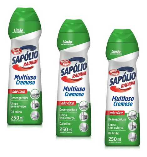 Saponáceo Sapólio Radium Cremoso Limão 250ml Bombril Kit 3