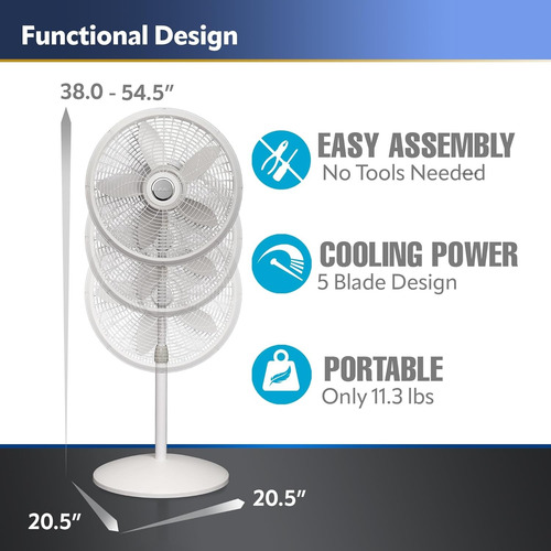 Ventilador De Piso Telescopico Pedestal Ajustable Inclinable