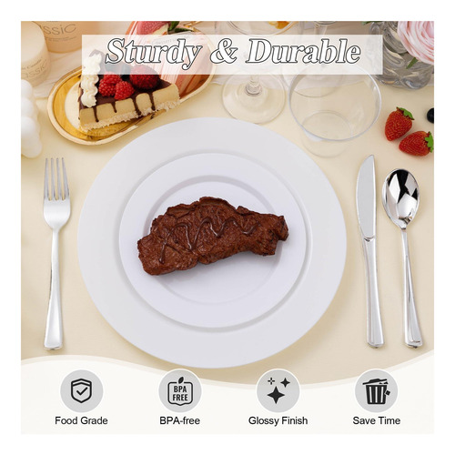 Beststar 100 Placas Plásticas Blancas Para Cena, Resistentes