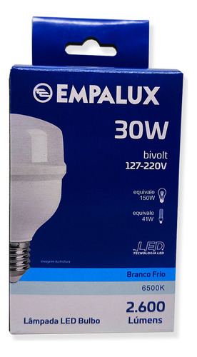 Kit 3 Lâmpadas Bulbo Led Bivolt 30w 6.5k 2600lm E27- Al30662 Branco-frio