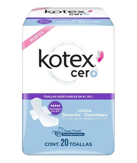 Kotex Toallas Desechables Nocturnas Cero Con Alas
