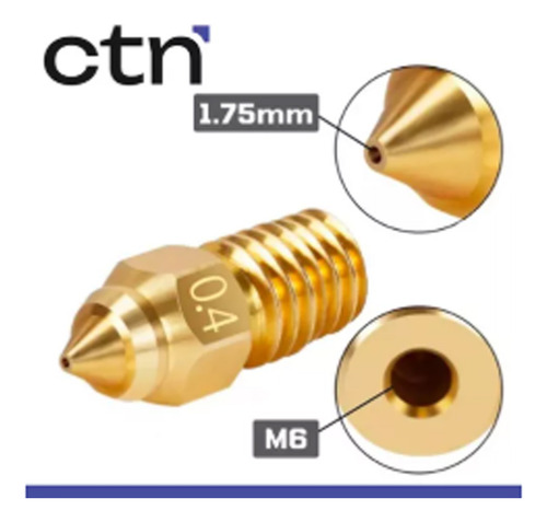 3x Nozzle Boquilla Ender V3 Se / Ender 7 / 5s1 Bronce Pulido 0.4