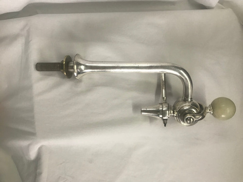 Llave Cervecera En Bronce, Baño En Plata, Tope En Alabastro