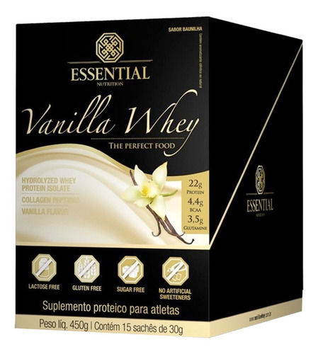 Suplemento em pó Essential Nutrition  Premium Vanilla Whey proteína Vanilla Whey sabor  baunilha em caixa de 450g 15 un