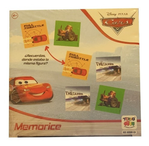 Juego Memorice Cars Disney Pixar Caja Cubo 56piezas De 5x5cm