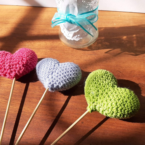 Imagen 4 de 5 de Pinchos Corazon Crochet Bautismos Comuniones Baby Shower X40