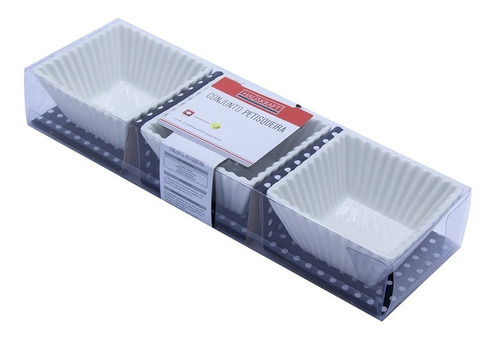 Jogo Com 3 Petisqueiras Hauskraft Em Porcelana Quadradas 9cm