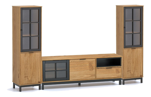 Combo Rack De Tv + Bibliotecas Cristalero Modular D Lcm