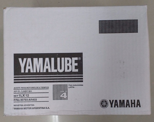 Aceite Yamaha Yamalube 20w40 4t Por Caja 12u Avant Motos